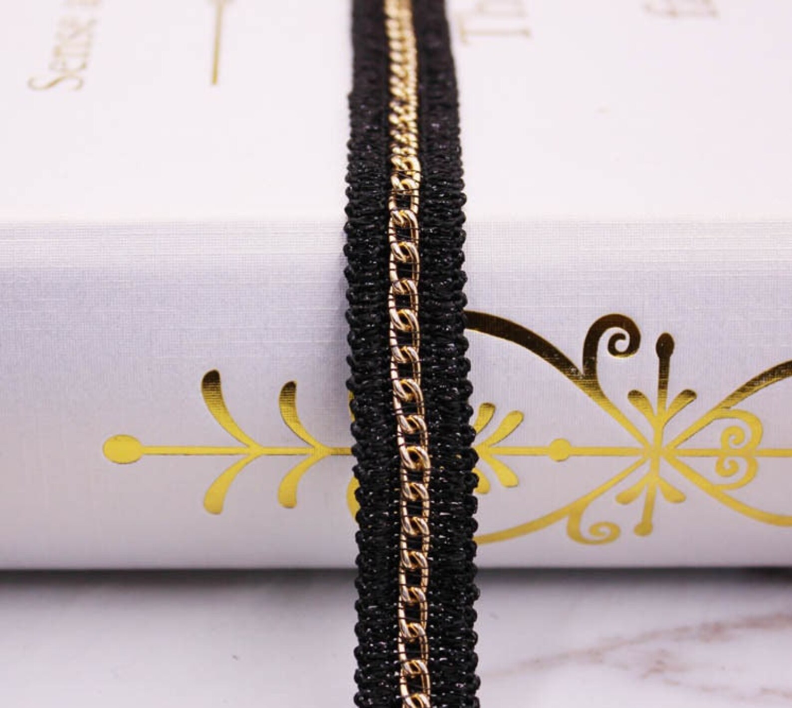 Black Silver and Gold Chain Trim by Yards Etsy
