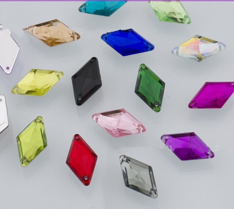 14X25 Mm Diamond Shape Flatback Plastic Resin With Two Holes on Edges ...