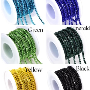 Red Rhinestone String Chain 64 Colors of SS12 Colored Rhinestone String, 3mm High Quality Glass ...