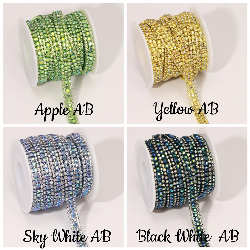 4mm Wide Multi-colored Rhinestone String, 3mm High Quality Glass ...