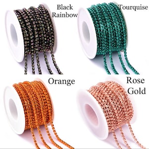 64 Colors of SS12 Colored Rhinestone String, 3mm High Quality Glass ...