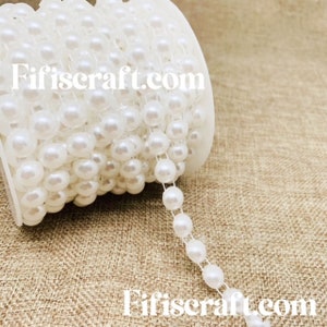 Flat Back Pearl String Bead 4mm Wedding Bridle Cake CardMaking Decor-White  1 mtr