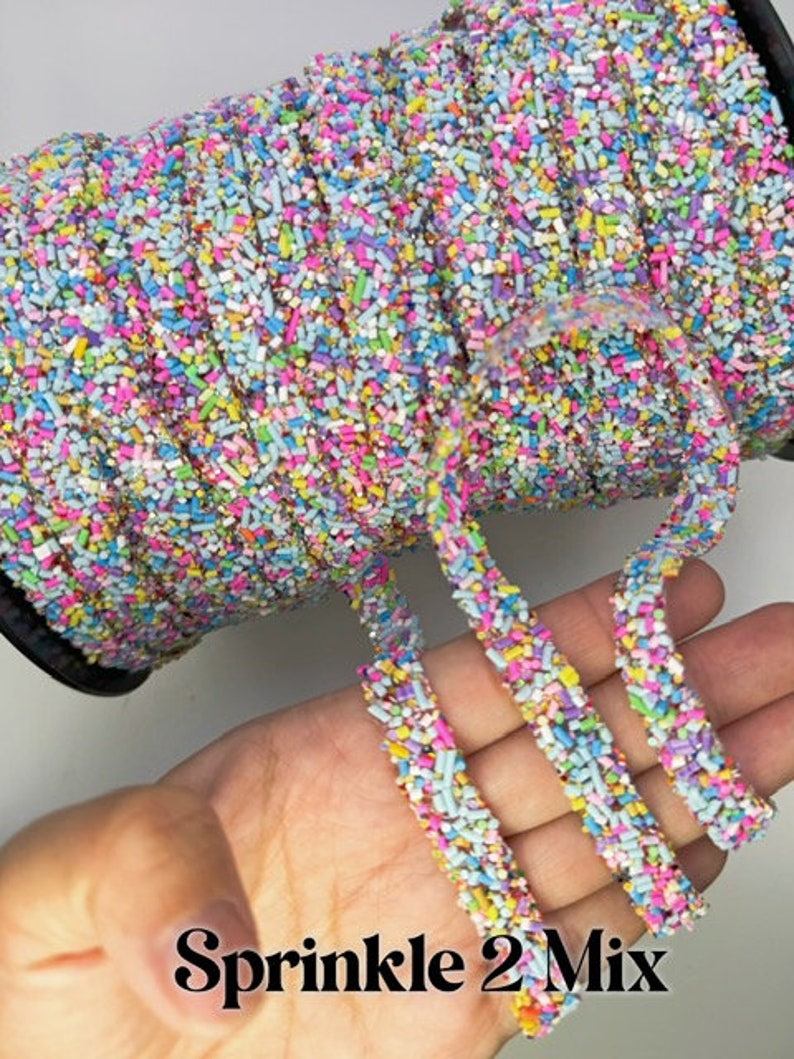 Sprinkle Ribon 1 Cm Wide Mixed Sprinkle and Bow Trim by Yards, Made of Soft Clay on ...