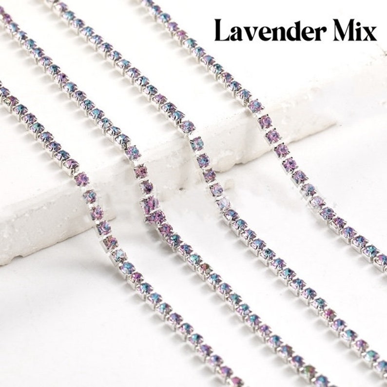 Iridescent Rhinestone Iridescent Colored SS6.5 Rhinestone String, High Quality Glass Crystals ...