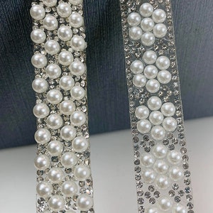 Iron on Glue on Pearl Trim by yards, perfect for DIY, sewing and crafting project, 2 cm wide ,immediate shipping from USA