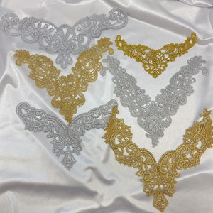 Gold and Silver embroidery necklace applique made of polyester