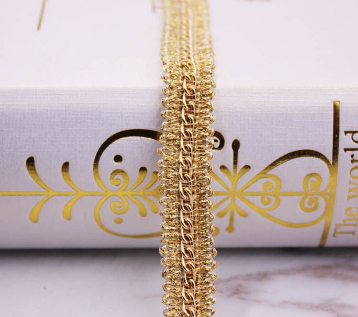 Black Silver and Gold Chain Trim by Yards Etsy