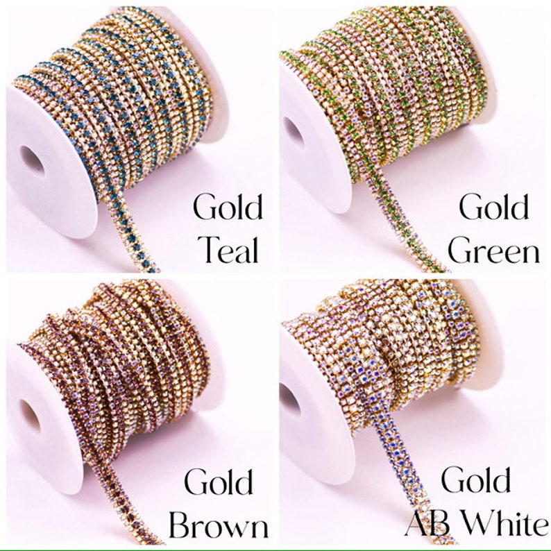 4mm Wide Multi-colored Rhinestone String, 3mm High Quality Glass ...