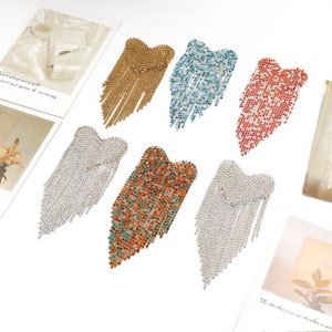 6 colors of Heart rhinestone Tussle patches, immediate shipping from USA