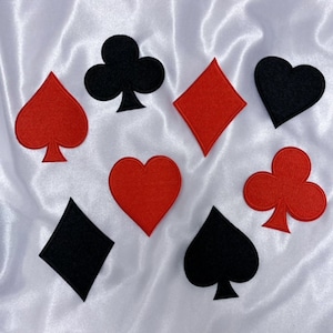 Ein Set von Poker Card Symbol Stickerei Aufnäher, Club Patch, Herz Patch, Herz Patch, Diamant Patch, sofort Versand aus den USA