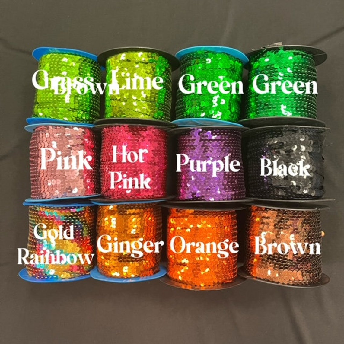 String Sequin Color Chart 6mm Flat Sequin String by Yard, Rope Fringe Cord 6mm Sequin Trimming ...