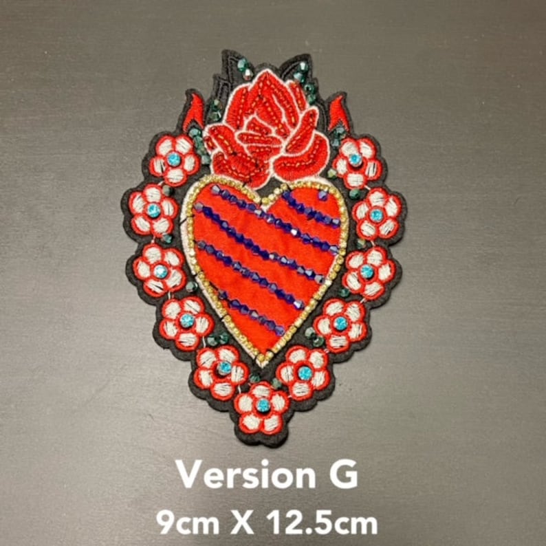 6 Styles Heart Shape Embroidery and Rhinestone Patches, - Etsy