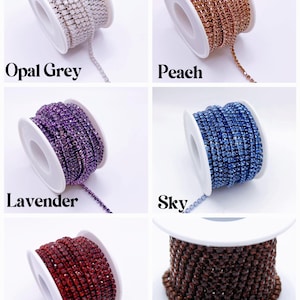Red Rhinestone String Chain 64 Colors of SS12 Colored Rhinestone String, 3mm High Quality Glass ...
