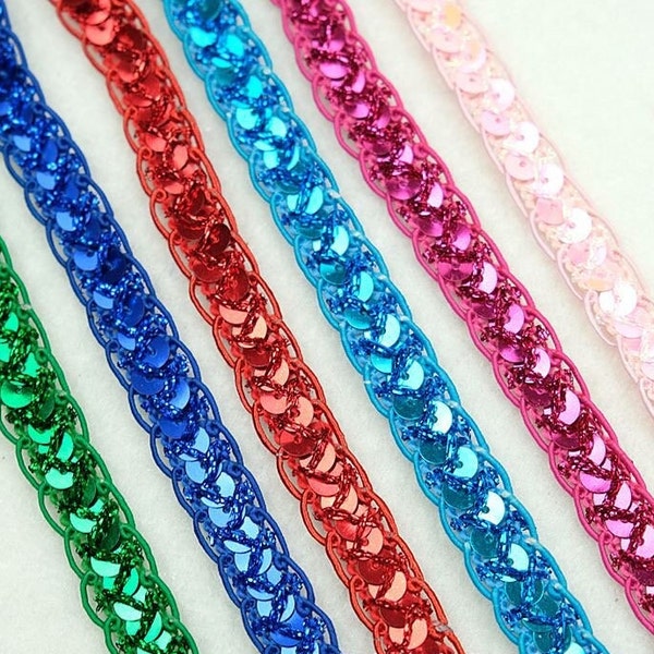 Scallop Sequin Trim by yards in multicolor, immediate shipping from USA