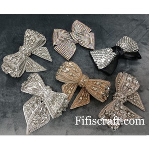 Rhinestone Bows of DIY Project, clothing, bridal, Shoes and Accessories Rhinestone Appliques, Dimension 3.5 X3.5 inches wide, sold as 1 unit