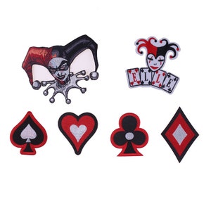 Joker patches Poker Card Symbol embroidery iron on patches, club patch, heart path, heart patch, diamond patch, immediate shipping from USA
