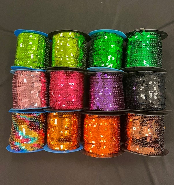 6mm Flat Sequin String by yard, rope fringe cord 6mm Sequin Trimming String for crafts, 33 colors available