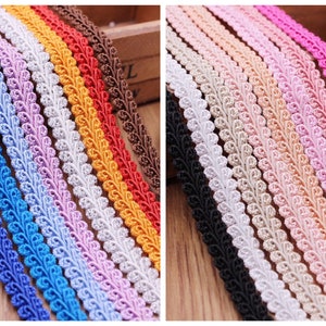 37 colors of braided Gimpy Trim by yards,1-25 yards, 1/2 inches wide