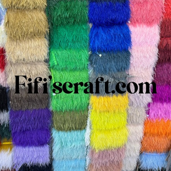 2024 New: Ostrich feather Trim by Yard, 8-10cm wide ,quick shipment from USA, perfect for decoration, cloth making, party accessories.