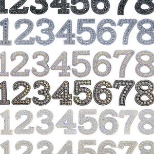 Rhinestone Pearl number patches for clothing, Irone on , for Pouch Bag DIY embroidery,  immediate ship from USA, 4.5-5.5 cm tall