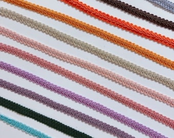 45 colors of braided Gimpy Trim by yards,1-25 yards, 1/2 inches wide