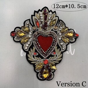 10 Styles of Heart and Crown Rhinestone Embroidery Patches, for Sewing ...