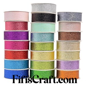 25 Yards/ A roll Nylon Metallic Glitter Ribbon 7/8-inch, 8 colors, immediate shipping from USA, for hair bow, party, wedding, scrap booking, image 2