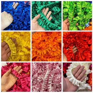 19 Farben Box Plissee Satin Rüschen Spitzenborte, lose Ware, 2,5 cm, 2 Yard plus, 7/8 Zoll breit