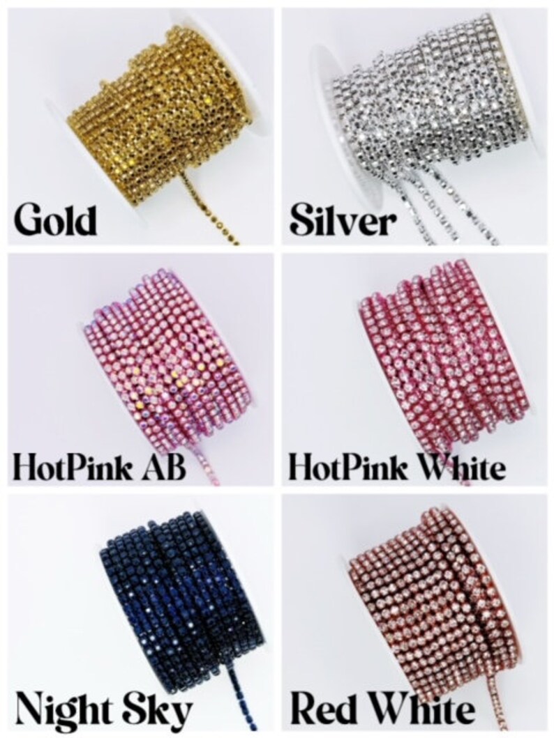 Red Rhinestone String Chain 2024 New 40 Colors of SS16 Rhinestone String, 4mm High Quality Glass ...