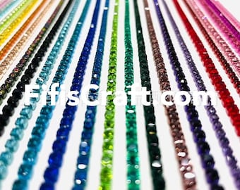 36 colors of SS6.5,  SS8.5 colored rhinestone string, High Quality Glass Crystals Rhinestone Chain with, 1 yard plus, quick shipping om USA