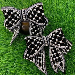 Bows of Accessories, shoes, jacket, bow pearl Rhinestone Appliques, Dimension 5X5 inches wide,