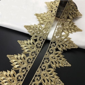 ゴールド刺繍のクラウンスカロップトリム、1ヤードあたり7.7cm幅、米国から即発送、裁縫クラフトDIYプロジェクト用