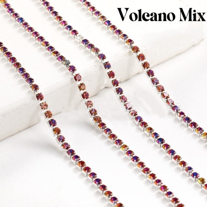 Red Rhinestone String Chain Iridescent Colored SS6.5 Rhinestone String, High Quality Glass Crystals ...