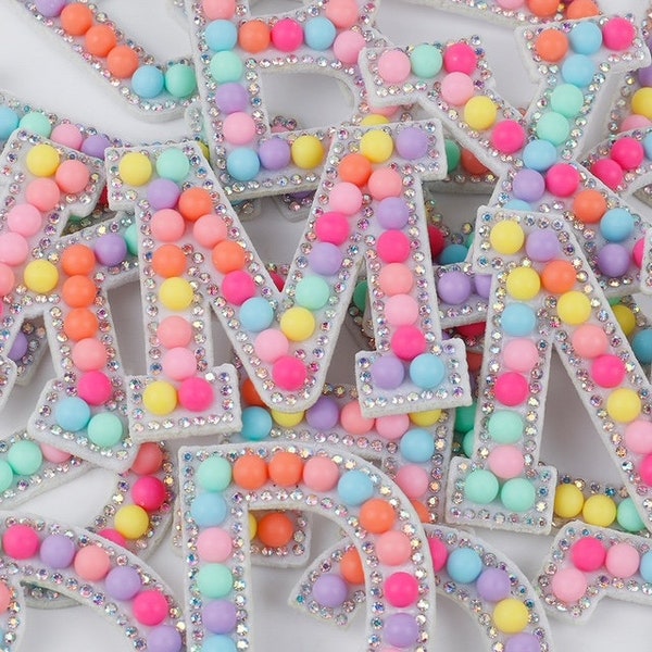 Candy Rainbow 3D alphabet letter patch, Numers 0 to 9 for clothing Iron on Glue on,3-5.5cmX5.5 cm wide Letters DIY, quick shipping from USA