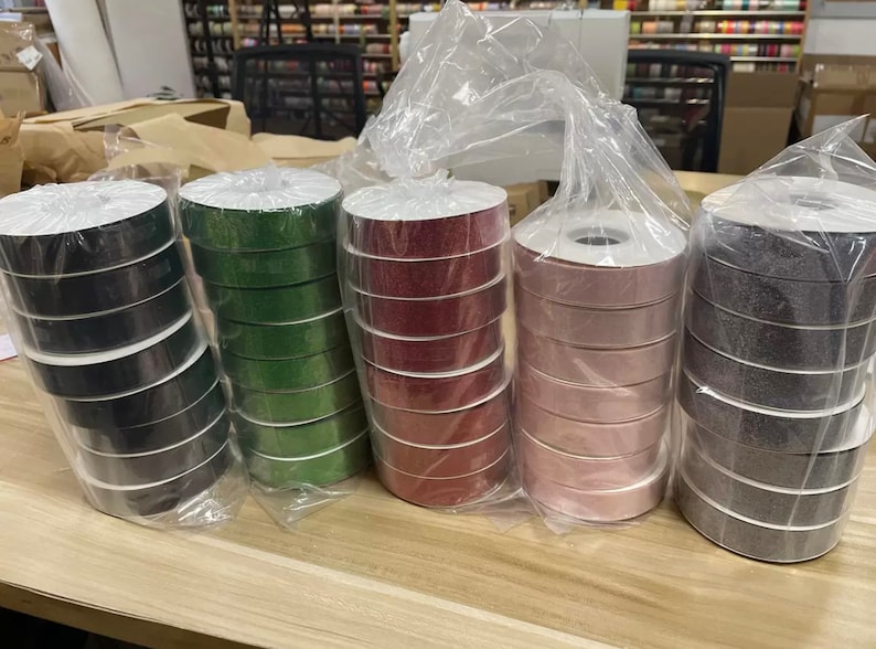 25 Yards/ A roll Nylon Metallic Glitter Ribbon 7/8-inch, 8 colors, immediate shipping from USA, for hair bow, party, wedding, scrap booking, image 10