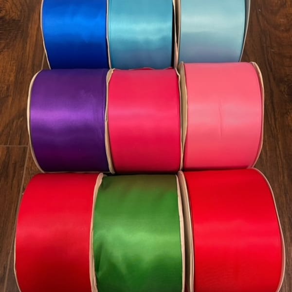 4 Inches Wide Double Face Satin Ribbon, 100 mm ribbon, 8 colors available, immediate shipping from USA