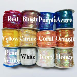 String Sequin Color Chart 57 Colors of 6mm Laser Flat Sequin String, Glitter Sequin, Transparent ...