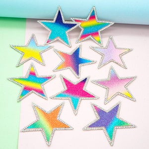 Ombre colored Iron on Star patch for clothing, craft, DIY projects,  immediate ship from USA