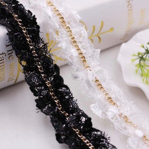Ruffle lace trim with chain by yards