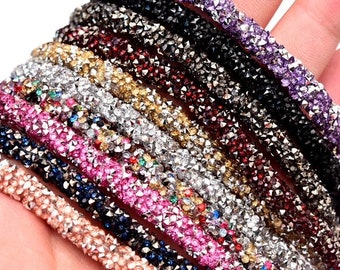 32 colors of 6 mm cylinder Rhinestone String trim, rhinestone tube, rhinestone stirp by yards, immediate shipping from USA