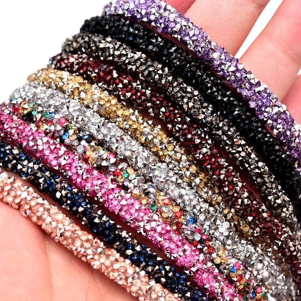 32 colors of 6 mm cylinder Rhinestone String trim, rhinestone tube, rhinestone stirp by yards, immediate shipping from USA