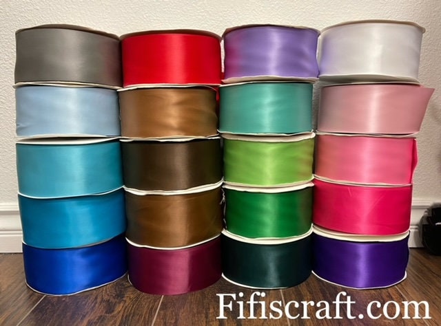 Satin Ribbon Double Face Hot Pink ( Width: 1-1/2 inch  Length: 25 Yards )  - BBCrafts - Wholesale Ribbon, Tulle Fabrics, Wedding Supplies, Tablecloths  & Floral Mesh at Best Prices