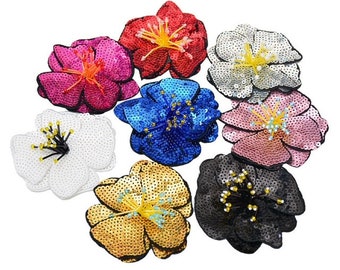 Parches de flores con lentejuelas, para pegar y coser, envío inmediato desde EE. UU.