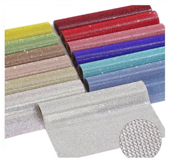 Iron on SS6 SS8 Hotfix Rhinestone Mesh, 34 color of  Glass Rhinestone Sheets,  12mmX24mm, 9.5 x 15.5 Inches Sheet, quick shipping from USA