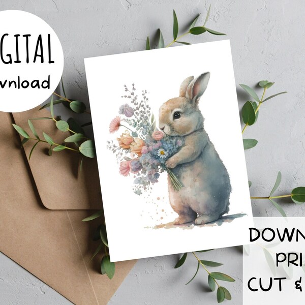 Rabbit Greeting Card - Etsy