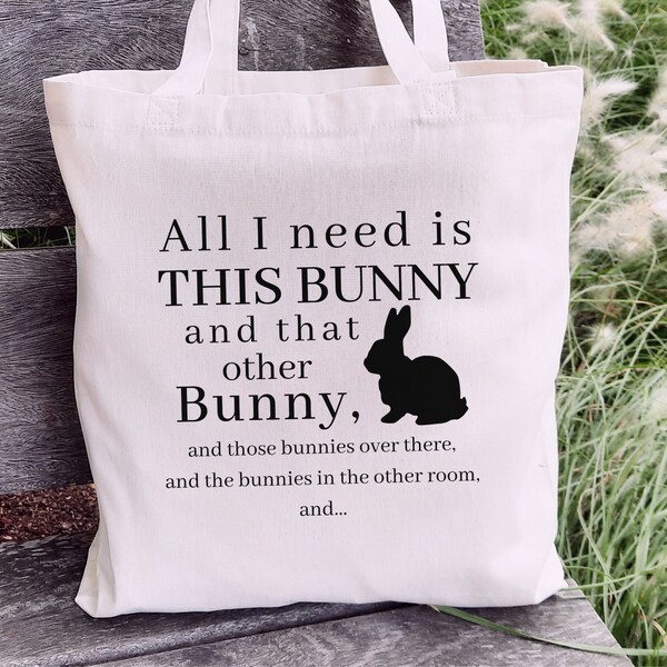 Funny Rabbit Tote Bag, Bunny Lover Gift, Bunny Mom Gift, Aesthetic Natural Cotton Tote Bag, Cottagecore, Rabbit Owner Gift, Birthday Present