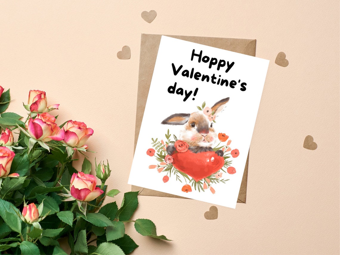 Printable Bunny Valentine's Day Card Funny Animal - Etsy