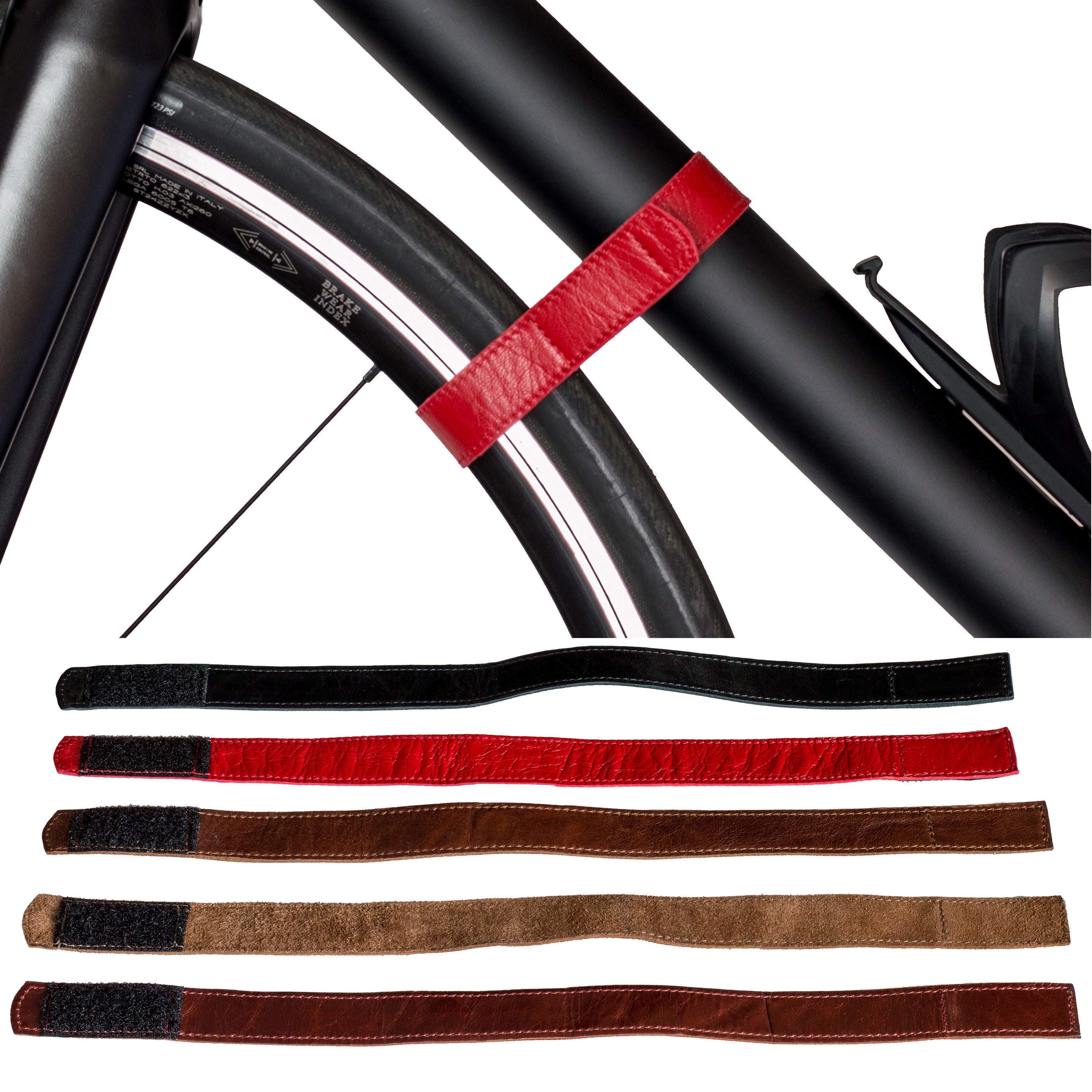 Leather strap genuine leather for fixing the front wheel bicycle wall holder MONBAK