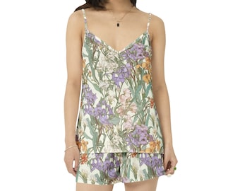 Bridal Cami Set, Floral Top & Short Set, Bridesmaid Cami Set, Cami Top, Bridesmaid Cami sets, Nature Nouveau Cami Top and Short Pajama Set