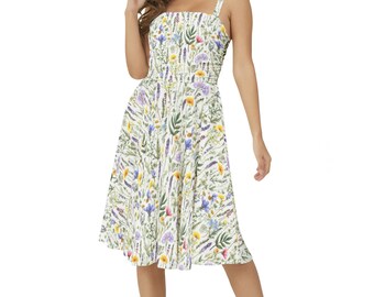 Blossom Ballet Sleeveless Square Neck Dress, Floral Dress, Cottagecore Dress, Outdoor Wedding Dress